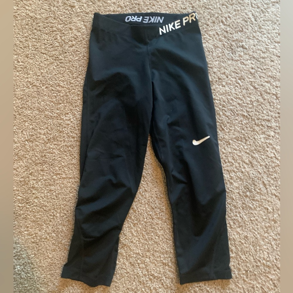 Nike Kids Black Leggings with White Logo